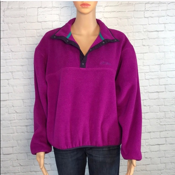 Vintage LL Bean fleece jacket magenta medium - Picture 1 of 6